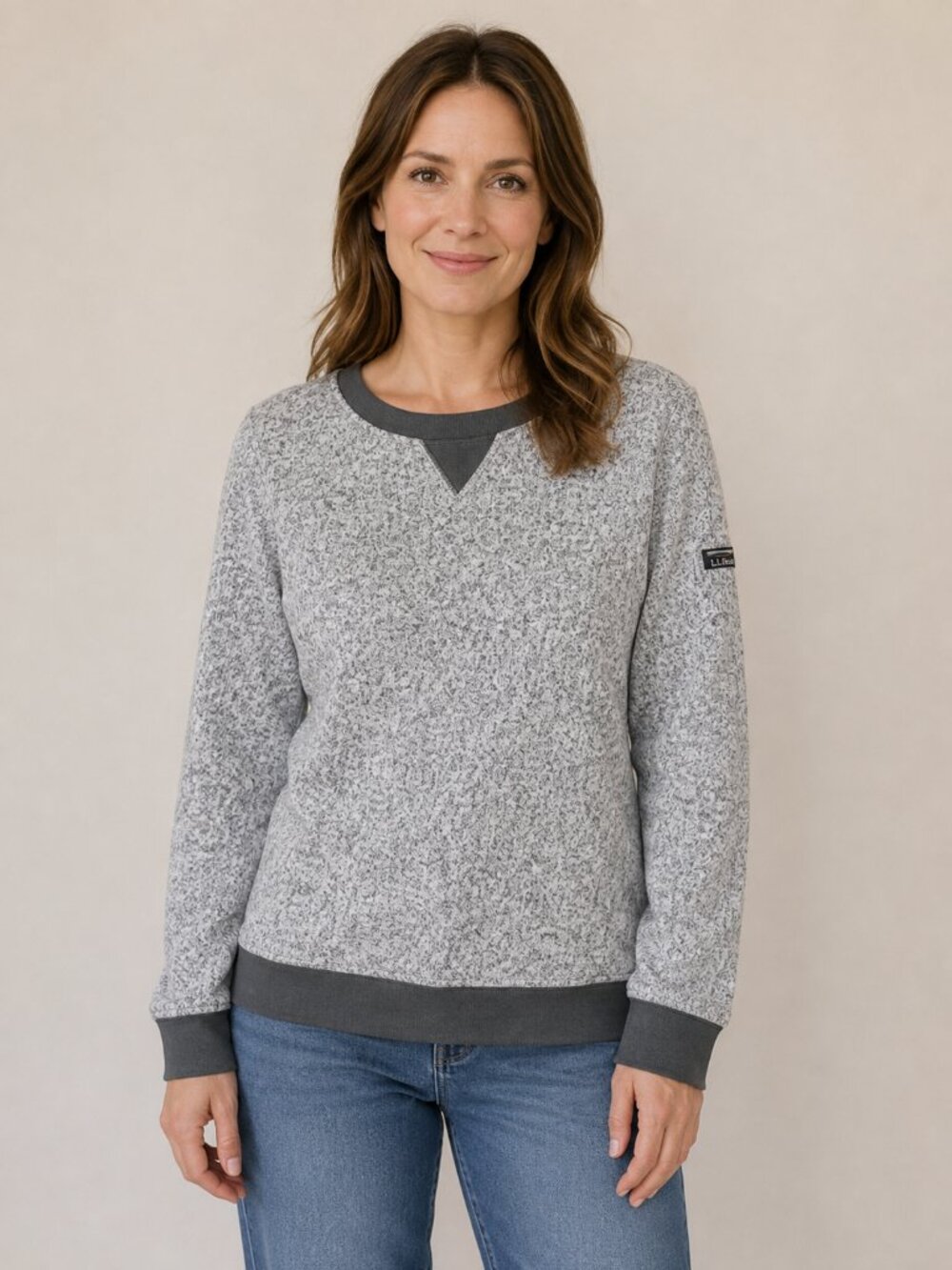 NWT L.L.Bean Cozy Knit Pullover Sweatshirt Sweater Gray Marled Women's Large